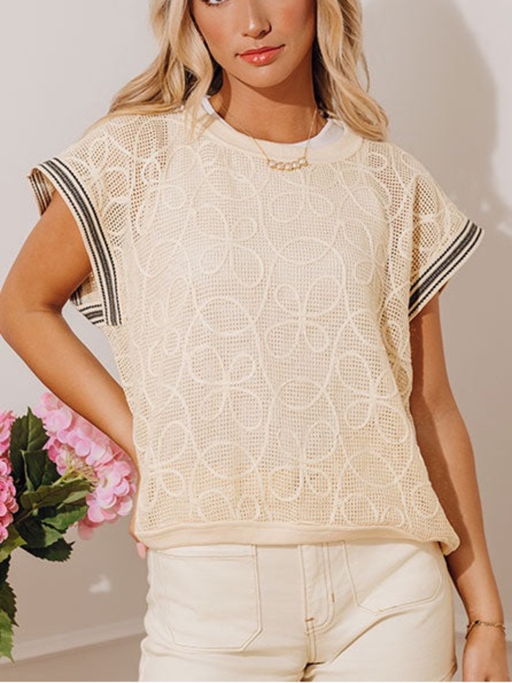 THE GREII SICILY BOUND KNIT MESH TOP